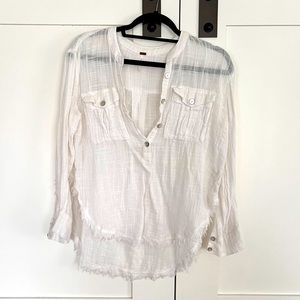 Free People Boho White Button Up